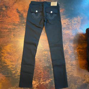 True Religion Black Skinny Flap Jeans 27